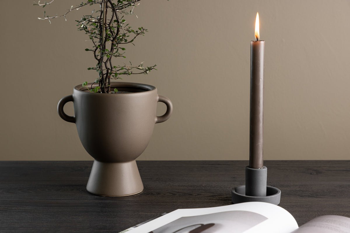 Bloempot Sylva - in bruintint met kleine handgrepen