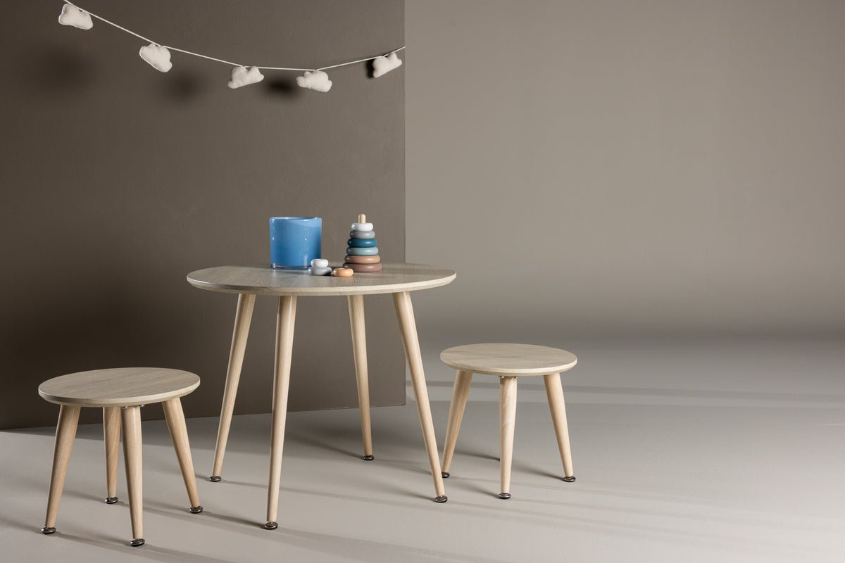 Kindertafelset Nordi – tafel & 2 krukken in Scandinavisch design
