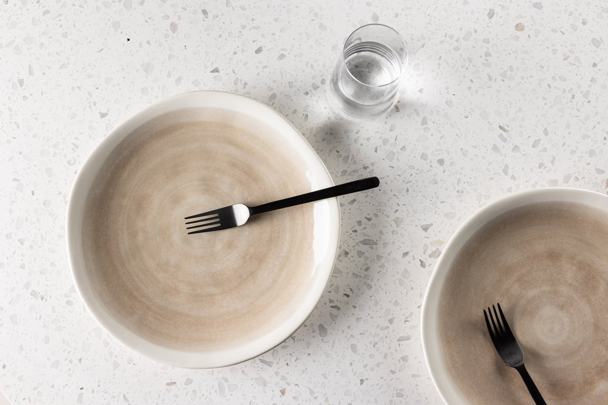 Teller Mira - 2-delige set van steengoed in Beige