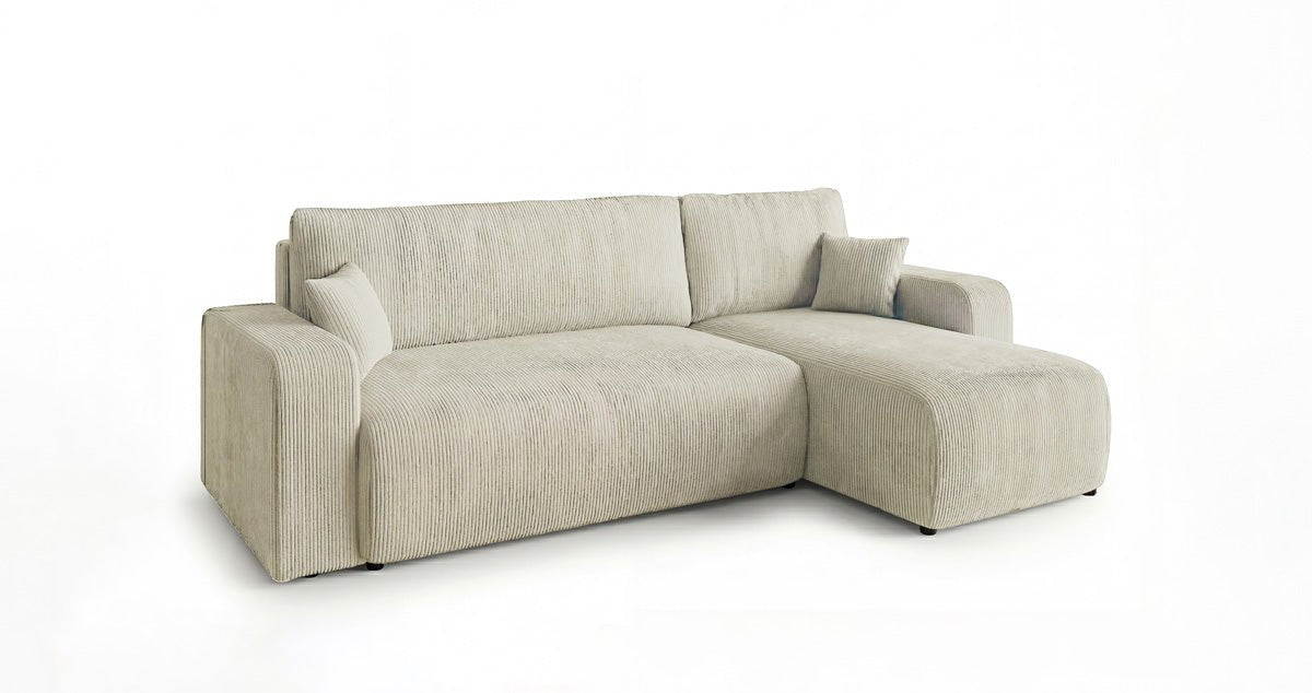 Designsofa Calva met slaap- en uitklapfunctie in Ribstof