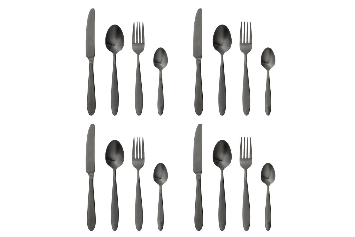 Bestekset Carména – roestvrij staal met matte zwarte afwerking