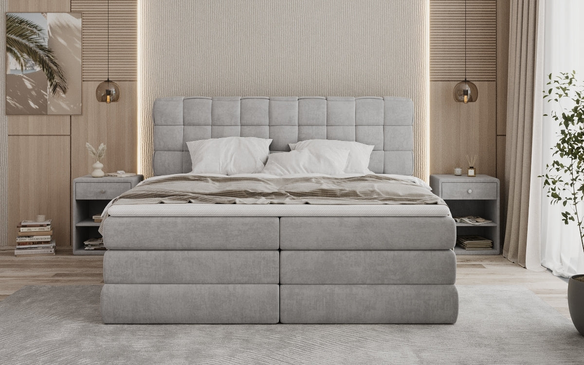 Boxspringbed Trama met opbergruimte in Fluweel