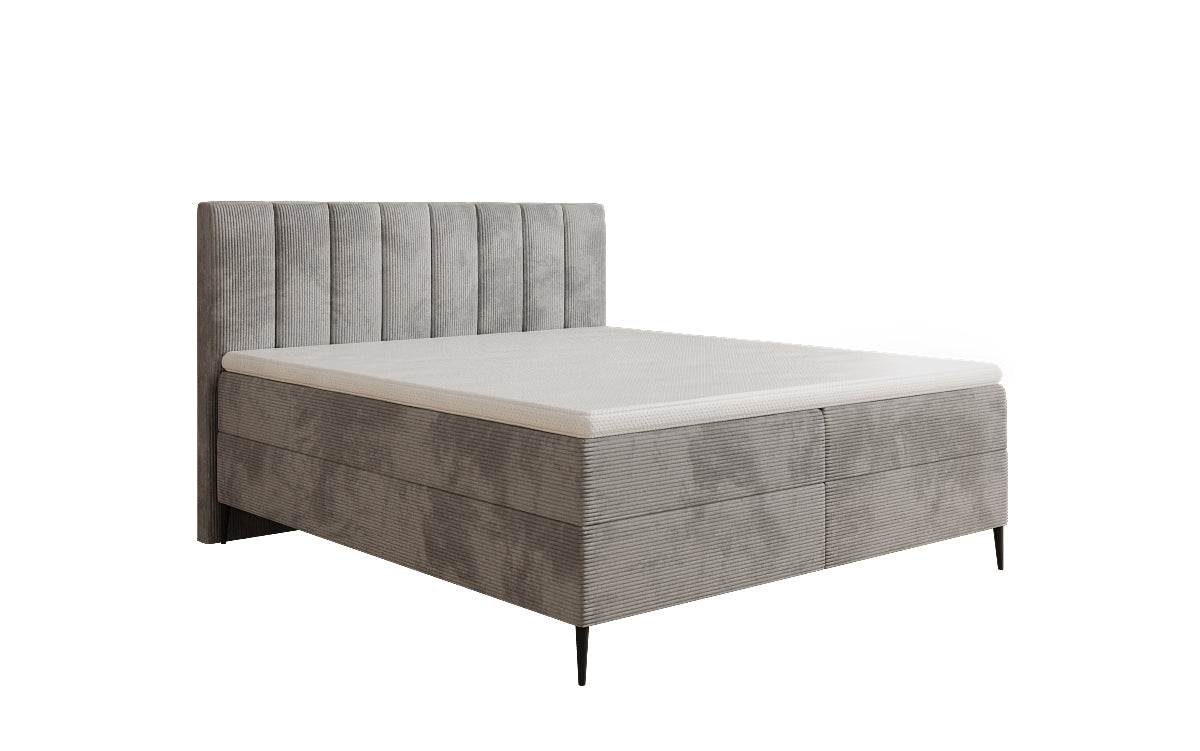 Boxspringbed Lucca in Ribstof met opbergruimte en poten