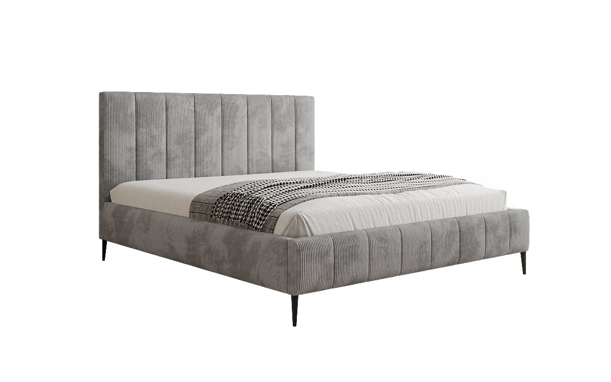 Designer gestoffeerd bed Astrid in Ribstof met opbergruimte