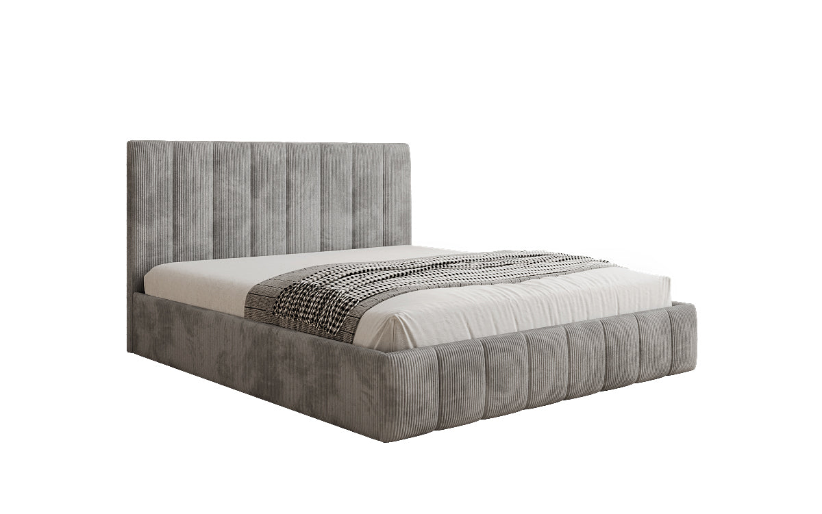 Designer gestoffeerd bed Mila in Ribstof met opbergruimte