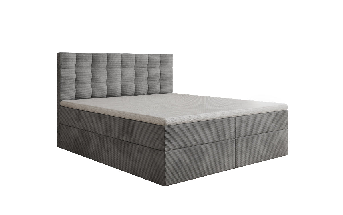 Boxspringbed Como in Ribstof met opbergruimte