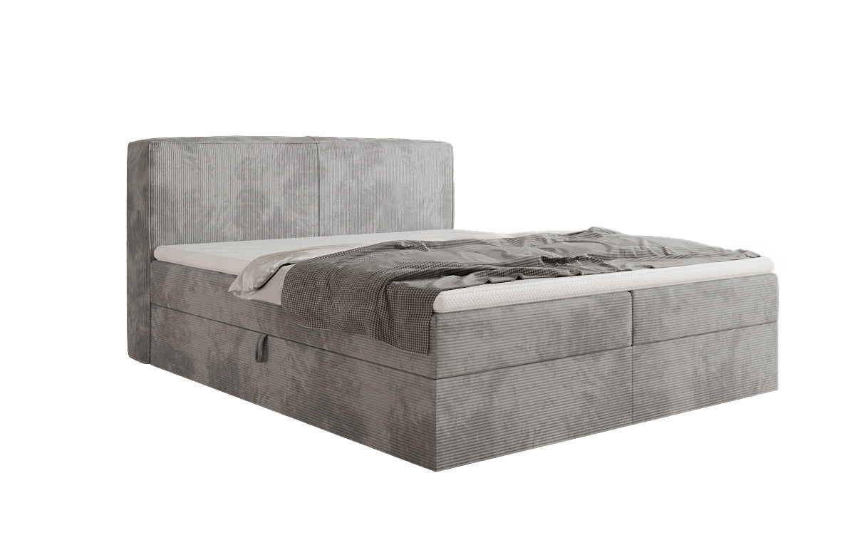 Boxspringbed Marea in Ribstof met opbergruimte