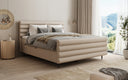 Boxspringbed Tubo in structuurstof met opbergruimte