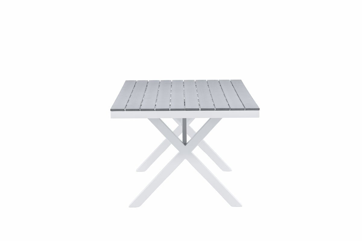 Tuin tafel Lumari - rechthoekige wit-grijze eettafel van Aintwood en aluminium