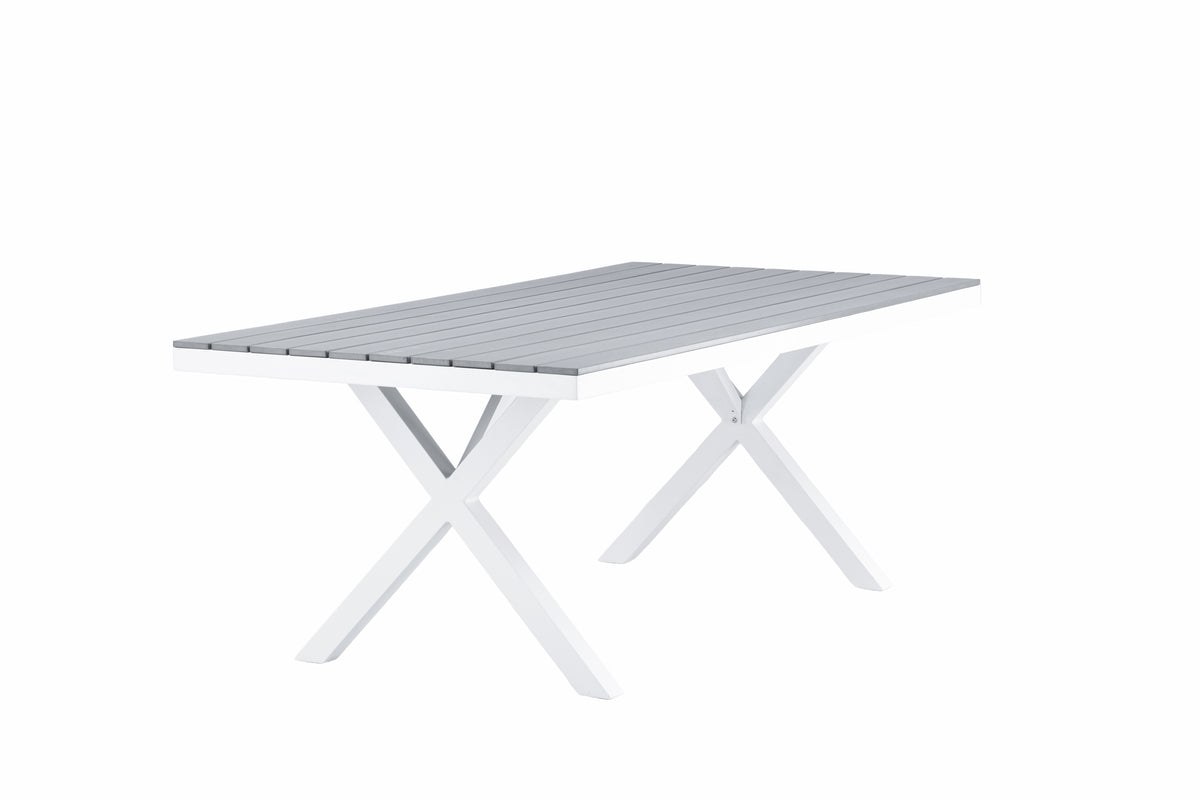 Tuin tafel Lumari - rechthoekige wit-grijze eettafel van Aintwood en aluminium