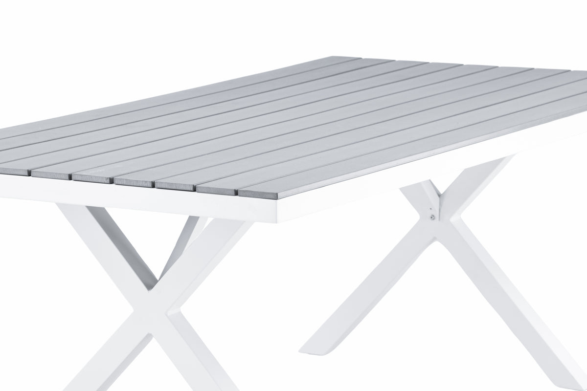 Tuin tafel Lumari - rechthoekige wit-grijze eettafel van Aintwood en aluminium