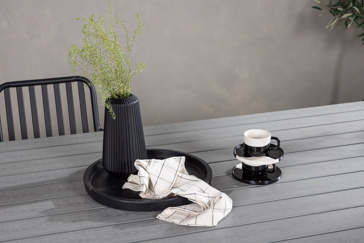 Tuin tafel Lumari - rechthoekige wit-grijze eettafel van Aintwood en aluminium