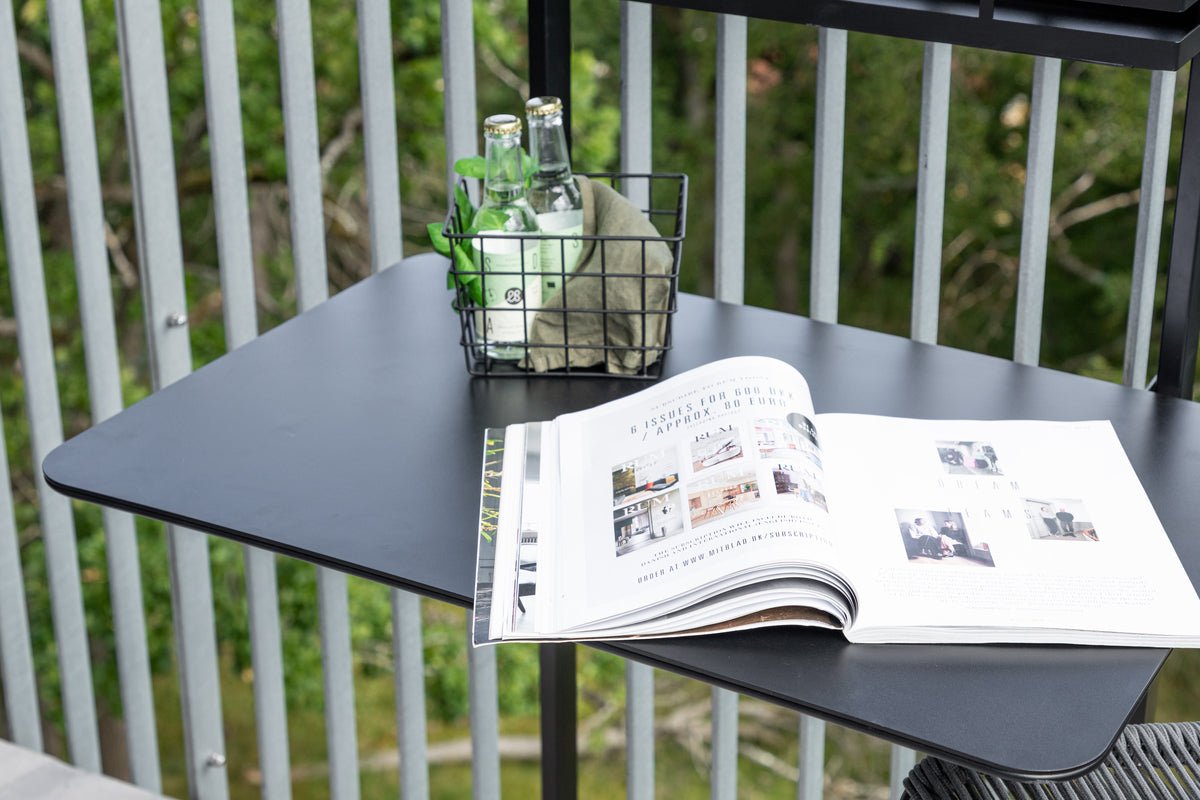 Tuin tafel Olava - inklapbare, zwarte balkontafel van staal