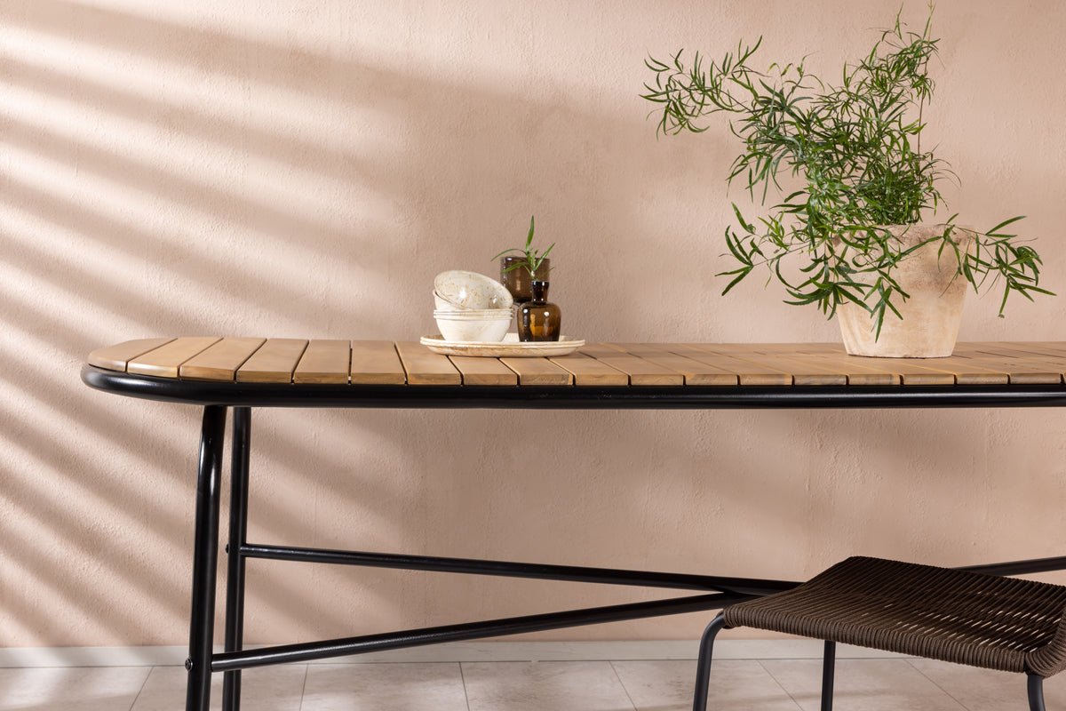 Tuin eettafel Lumo - 200x90 cm met acaciahouten tafelblad in natuurlijke look