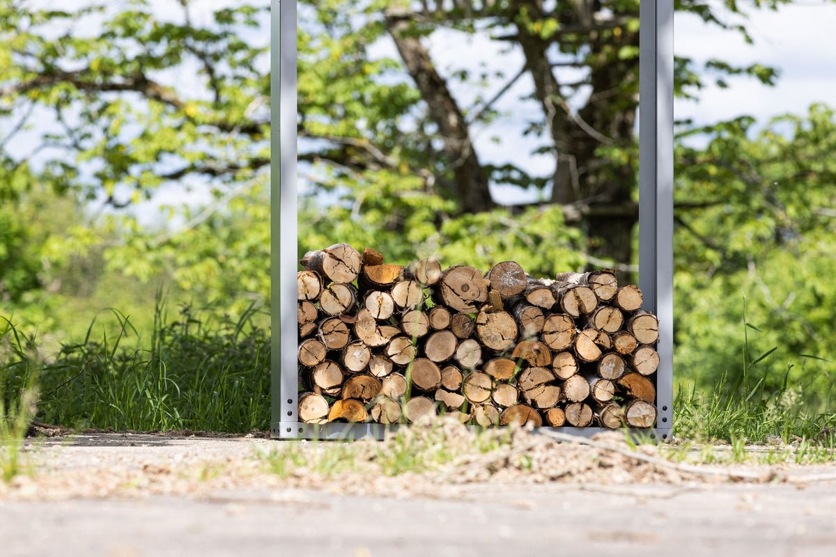 Outdoor houtstapelhouder Billi - van zilverkleurig staal