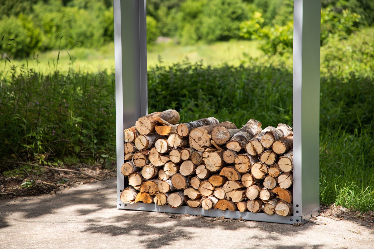 Outdoor houtstapelhouder Billi - van zilverkleurig staal