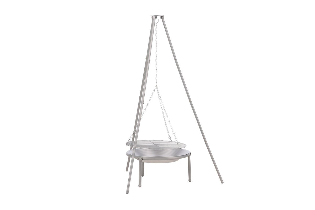 Tuin Vuurschaal met Draaibare Grill Flamio - van Staal in Zilver