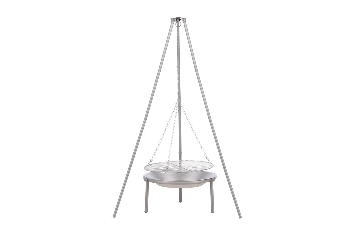 Tuin Vuurschaal met Draaibare Grill Flamio - van Staal in Zilver