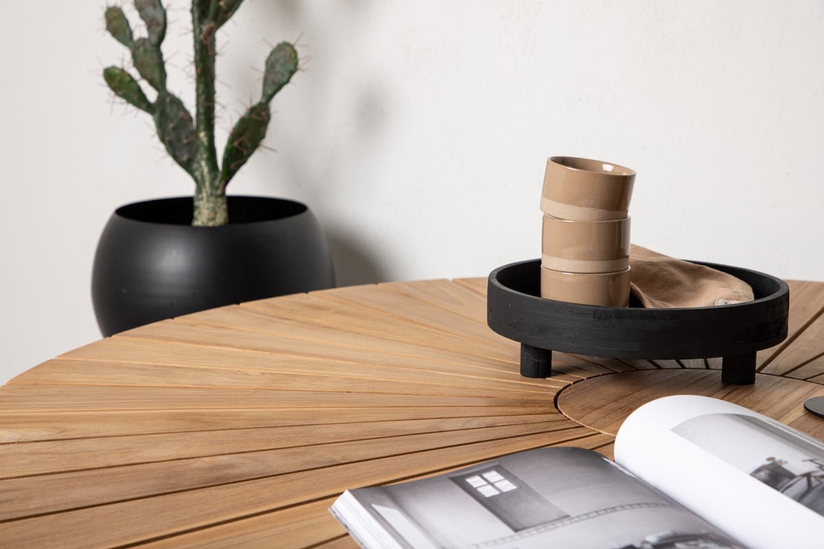 Tuin tafel Mirani - een ronde eettafel van Metaal en teakhout