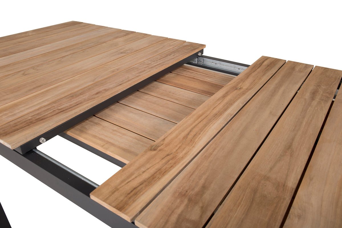 Gartentisch Caimana - een uitschuifbare eettafel met een elegante teak houten blad