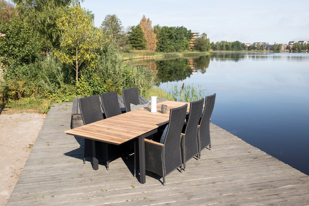 Gartentisch Caimana - een uitschuifbare eettafel met een elegante teak houten blad