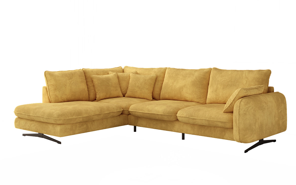 Designhoekbank Laguna met metalen poten in Ribstof