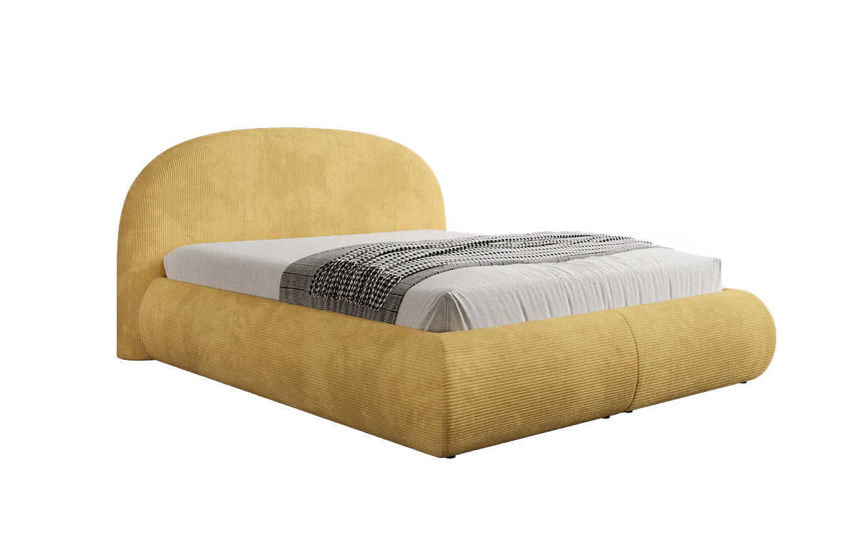 Design gestoffeerd bed Loop in Ribstof met opbergruimte