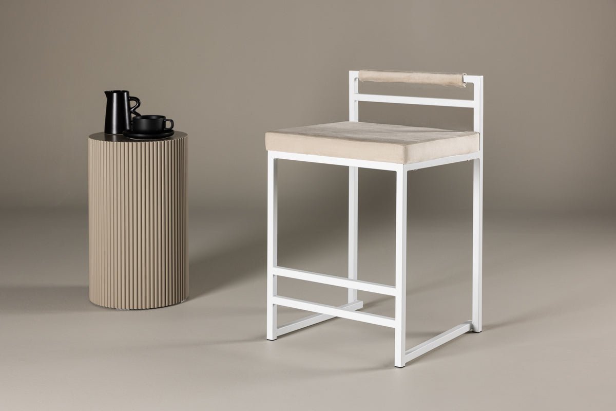 Barkruk Crystal - met beige fluweeluitstraling