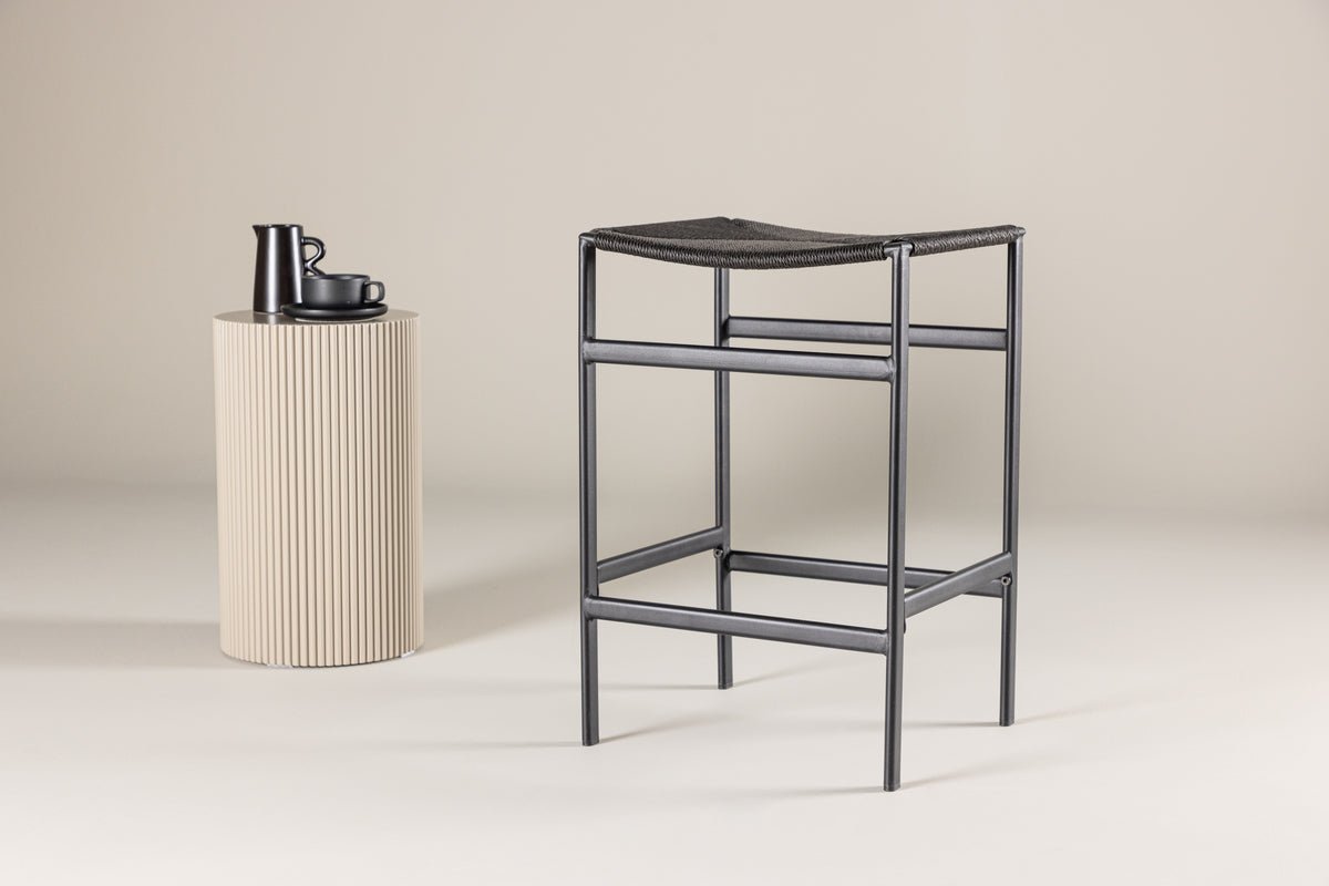 2-delige set - Barkruk Simon een combinatie van staal en touwweefsel