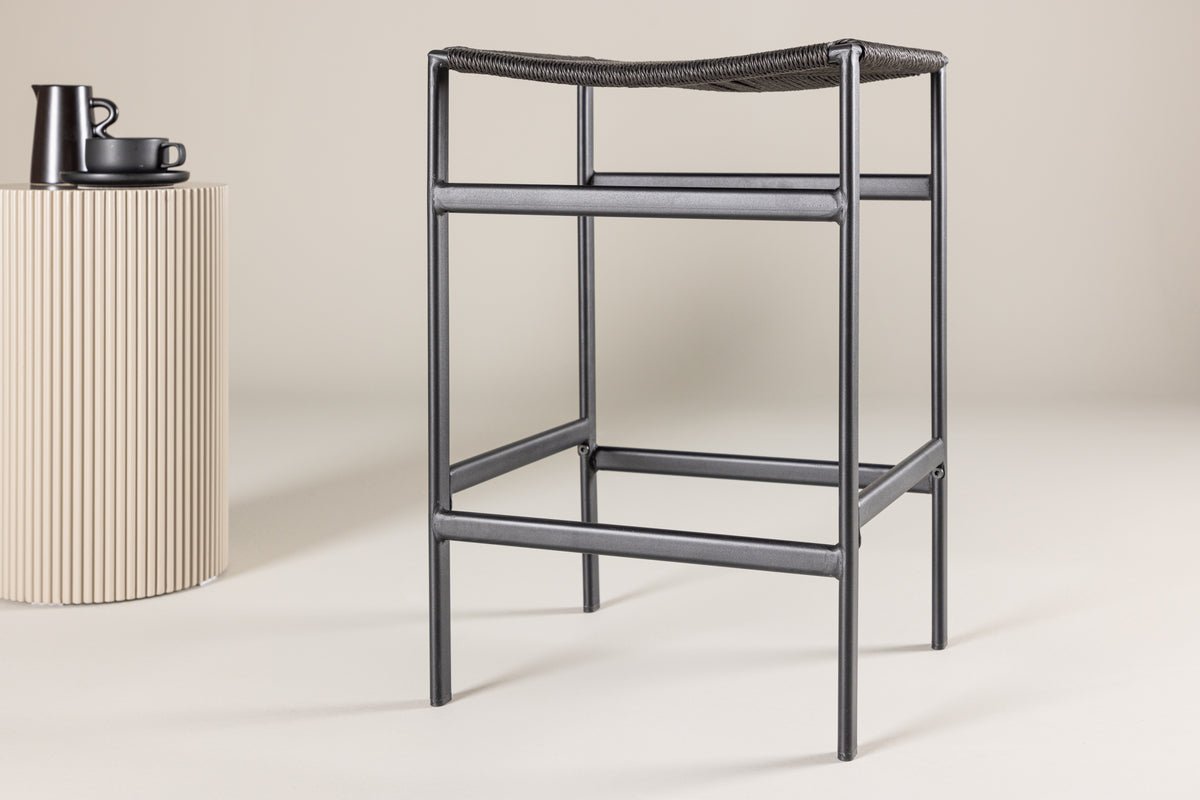 2-delige set - Barkruk Simon een combinatie van staal en touwweefsel