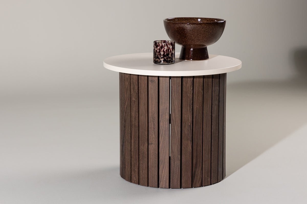 Bijzettafel Elvin – Ø52 cm in houtlook Beige