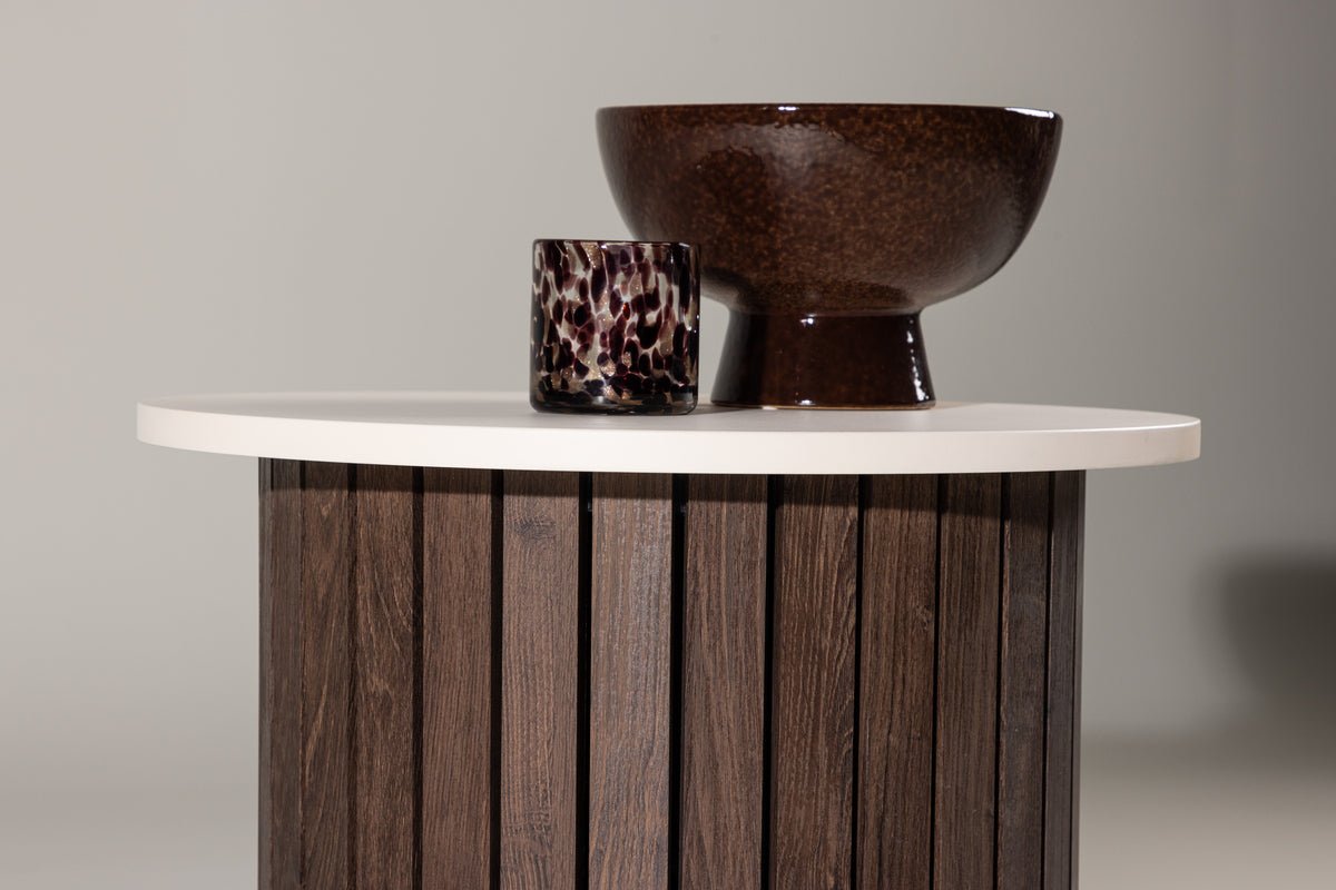 Bijzettafel Elvin – Ø52 cm in houtlook Beige