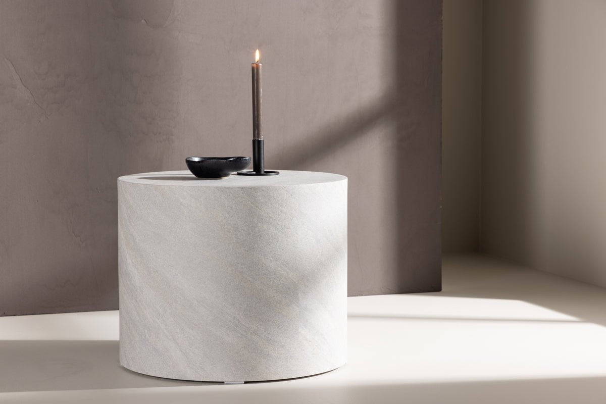 Salontafel/bijzettafel Marlo - cilindervorm in grijs