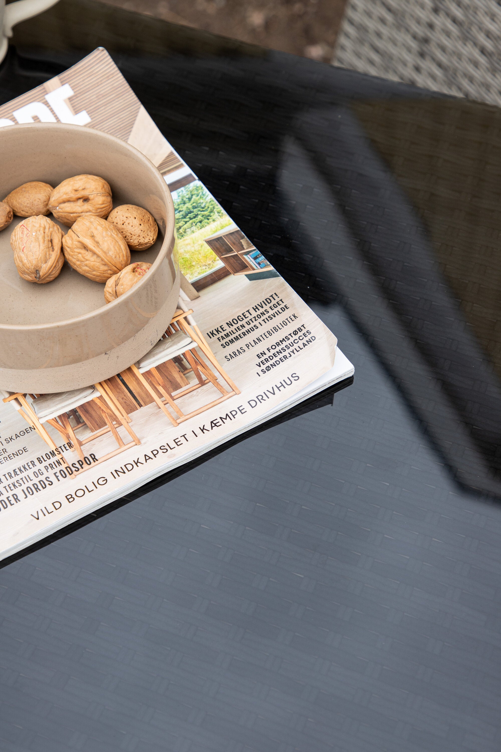 Tuinbare Bartisch Bärbel - Hoge tafel van rotan met glazen blad