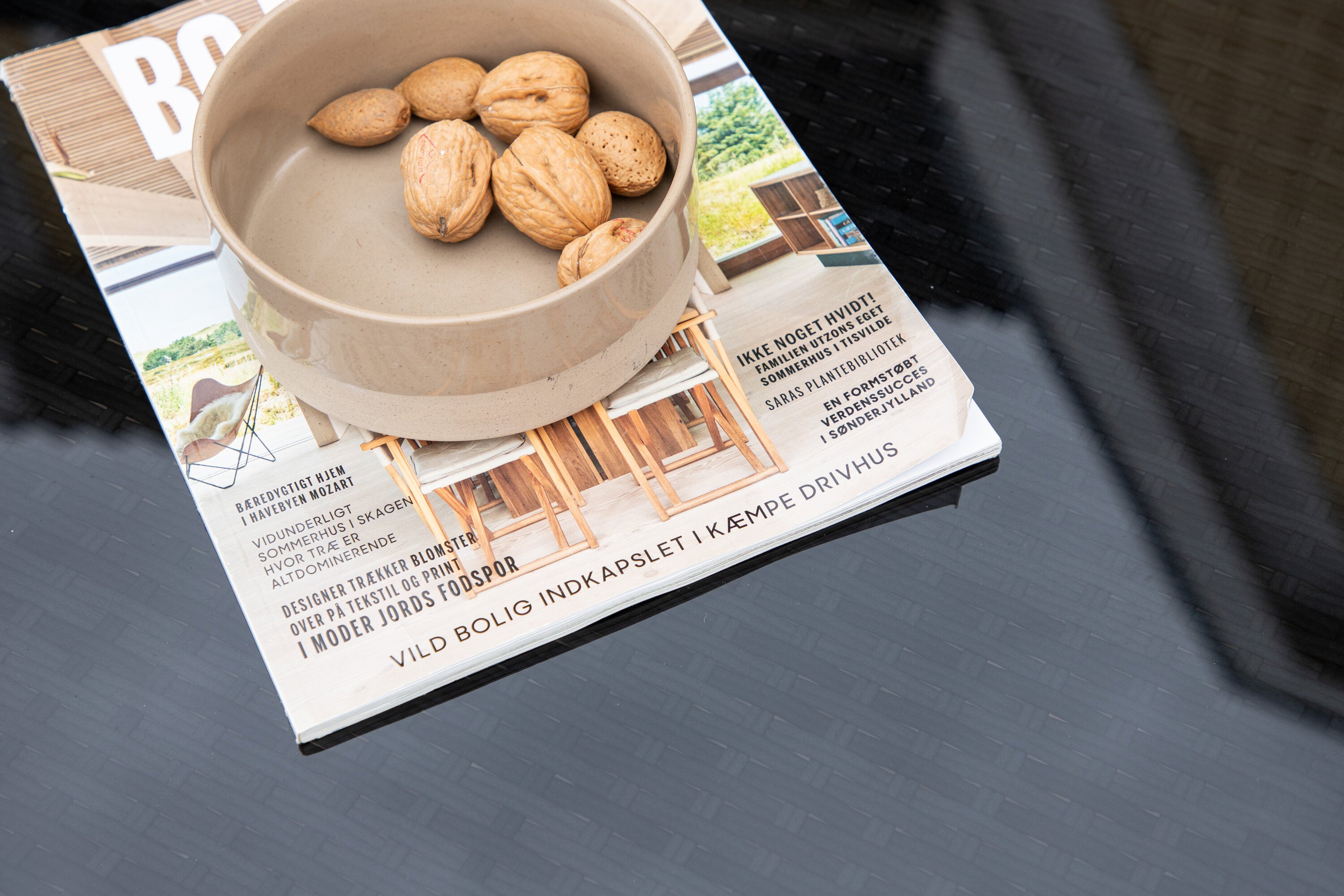 Tuinbare Bartisch Bärbel - Hoge tafel van rotan met glazen blad