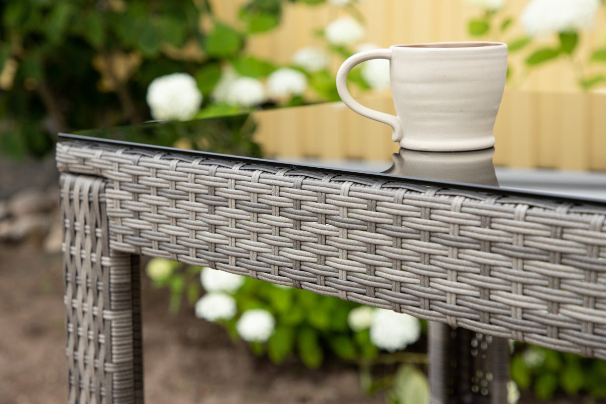 Tuin bartafelset Bärbel - hoge tafel van rattan met 2 stoelen