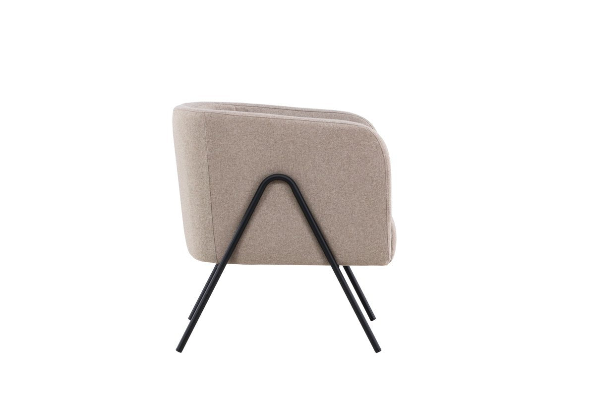Fauteuil Rufus - met beige Stof en zwart gelakte poten