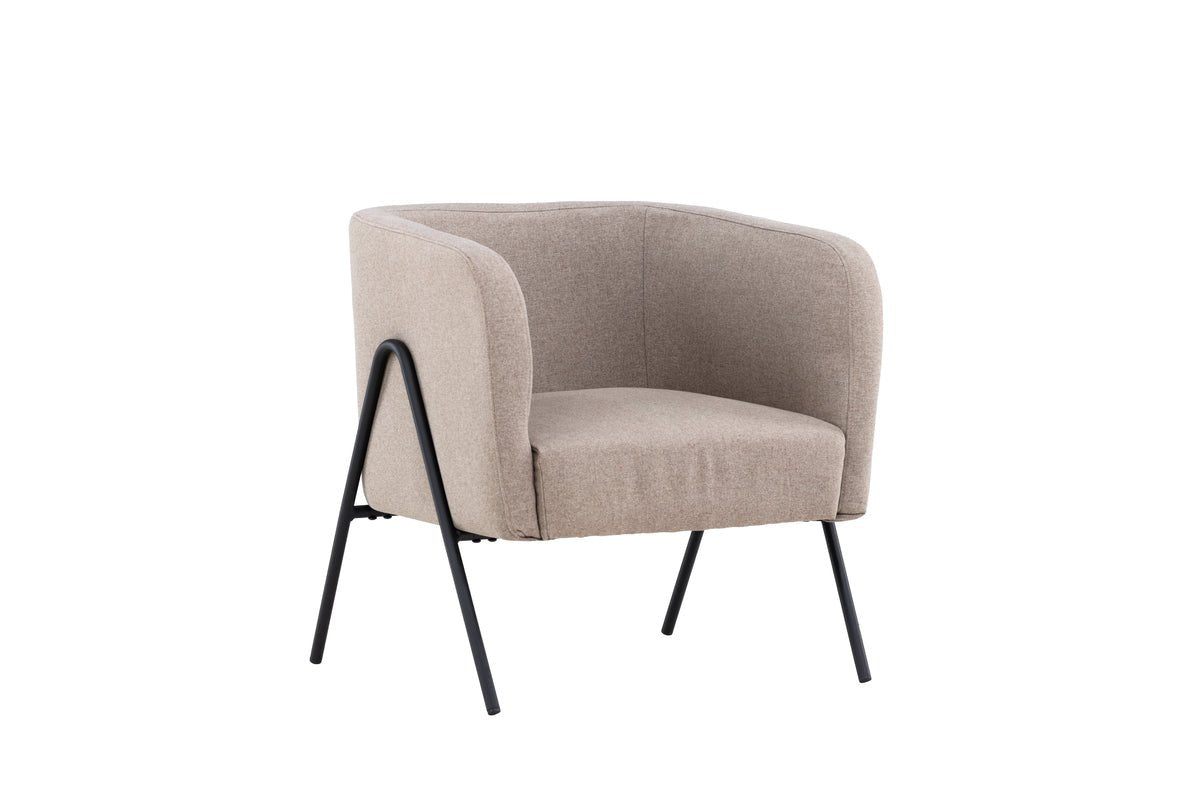 Fauteuil Rufus - met beige Stof en zwart gelakte poten