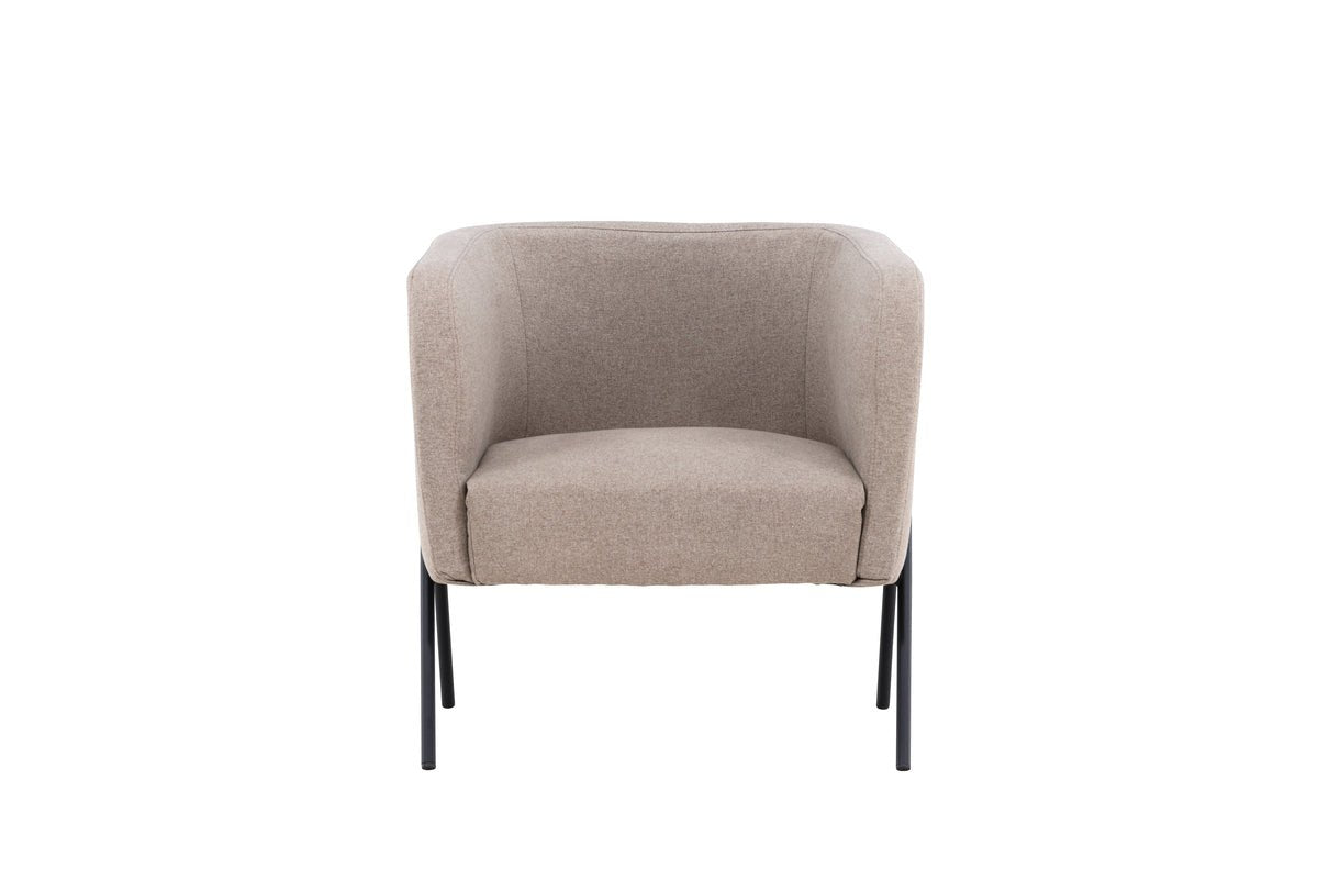 Fauteuil Rufus - met beige Stof en zwart gelakte poten