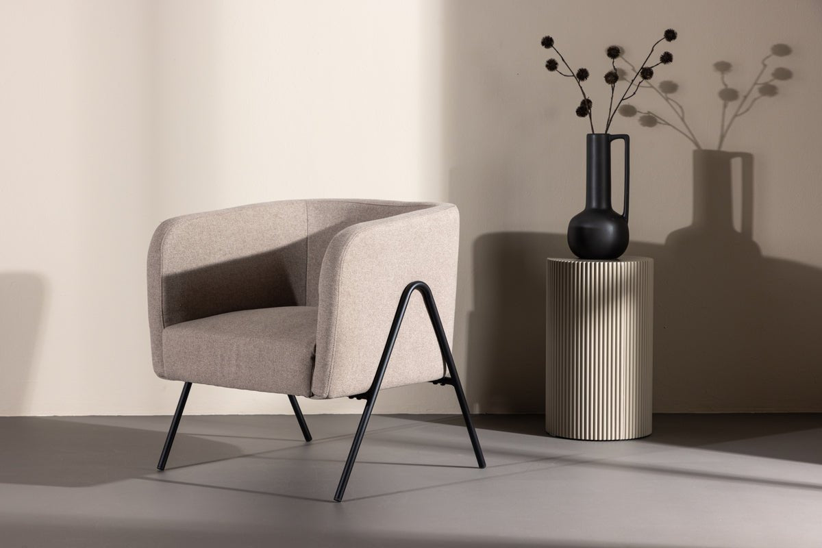 Fauteuil Rufus - met beige Stof en zwart gelakte poten