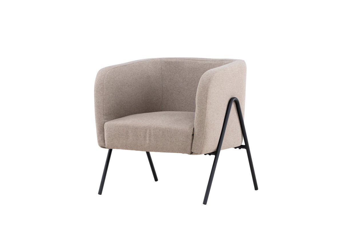 Fauteuil Rufus - met beige Stof en zwart gelakte poten