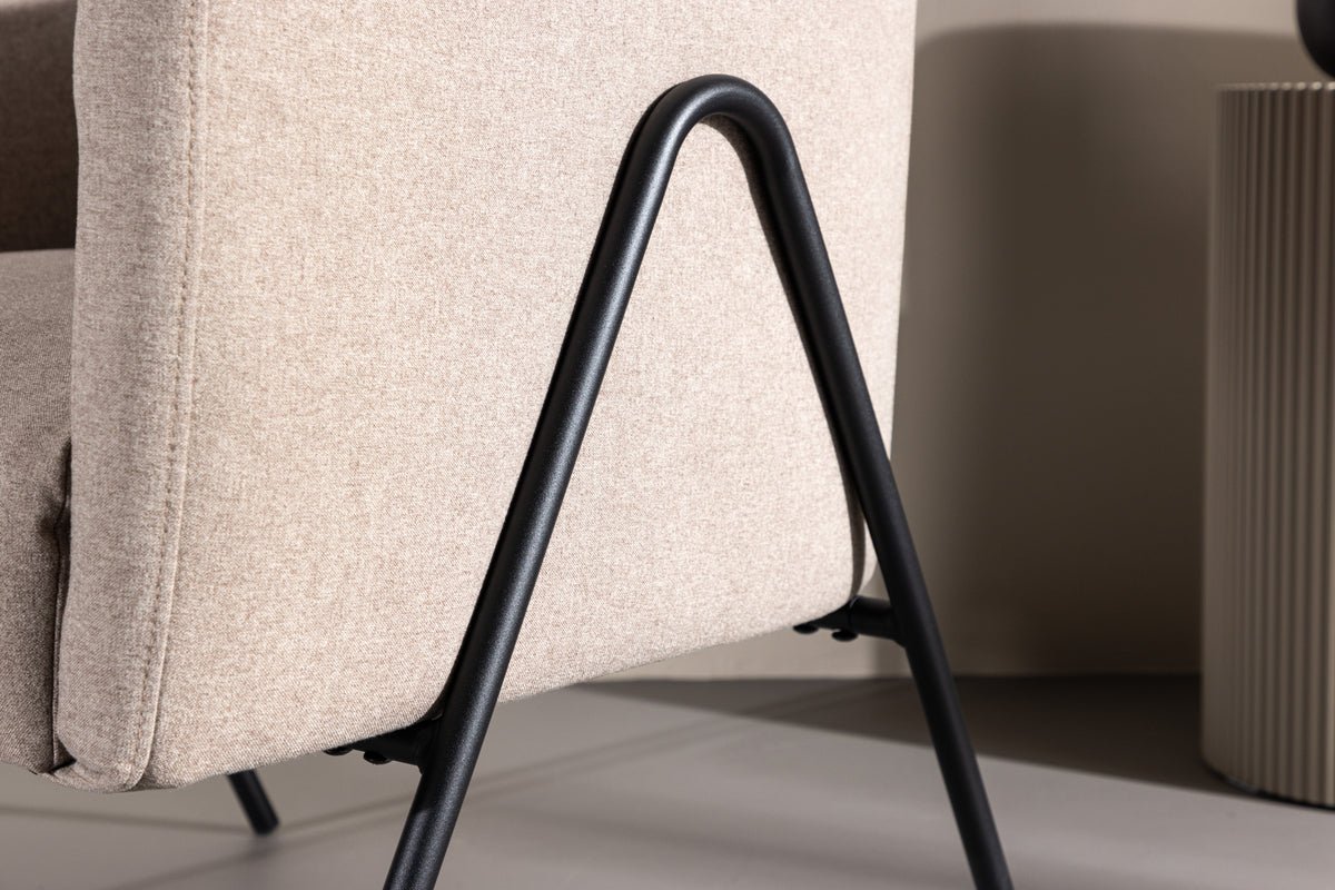 Fauteuil Rufus - met beige Stof en zwart gelakte poten