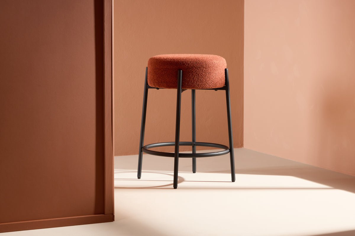 Barkruk Fire - Met roestkleurige of witte zitting van Bouclé