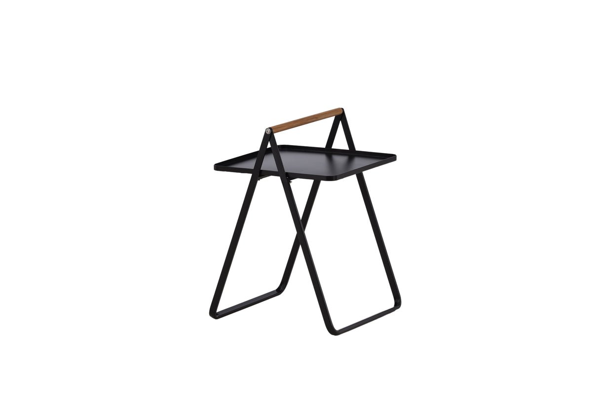 Gartentisch Moyo - een bijzettafel met een vierkante tafelblad en een handvat van teakhout