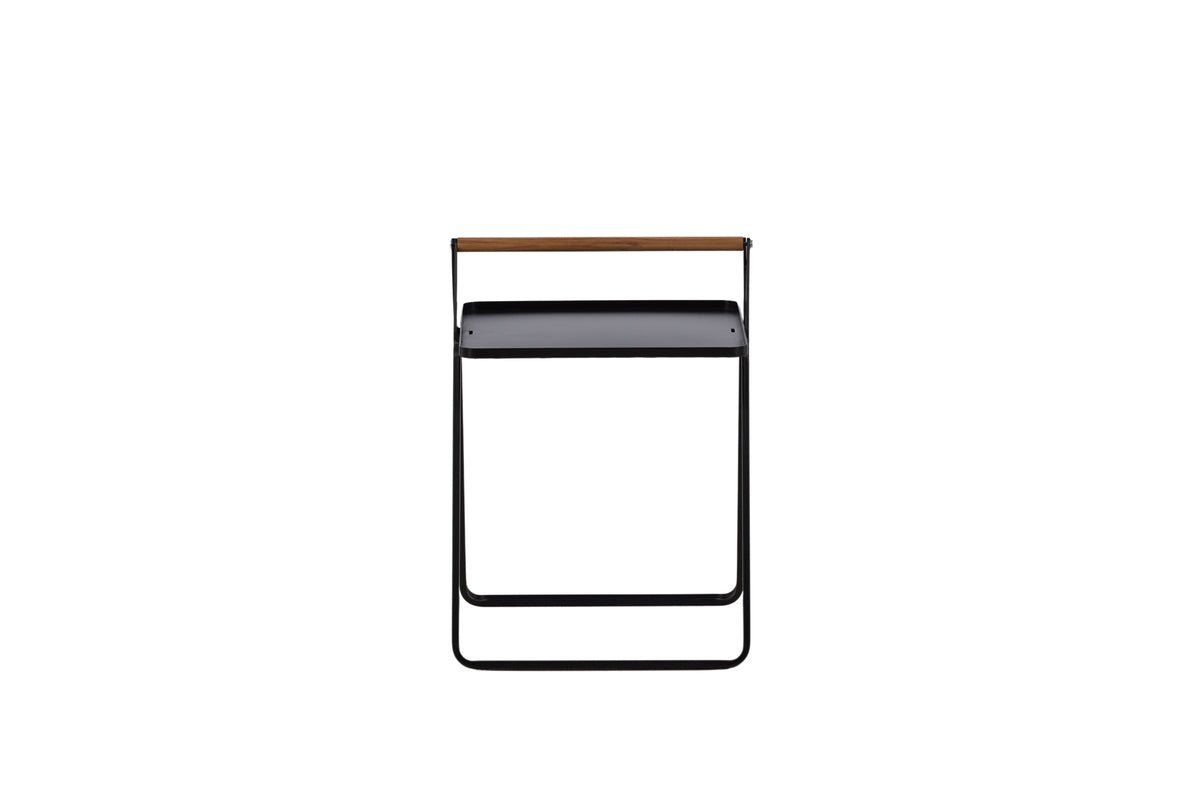 Gartentisch Moyo - een bijzettafel met een vierkante tafelblad en een handvat van teakhout