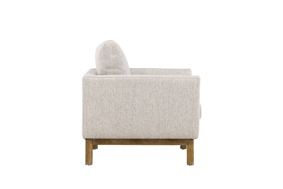 Fauteuil Living - van rubberwood met beige polyester bekleding