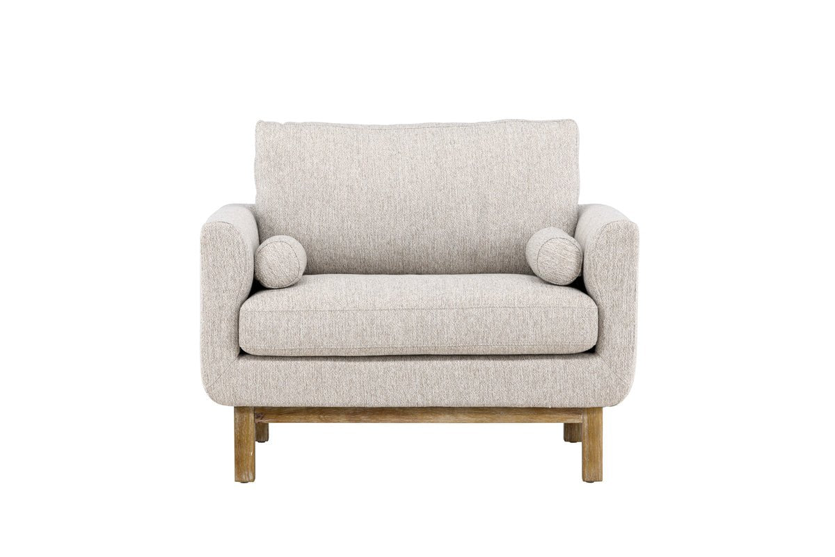 Fauteuil Living - van rubberwood met beige polyester bekleding