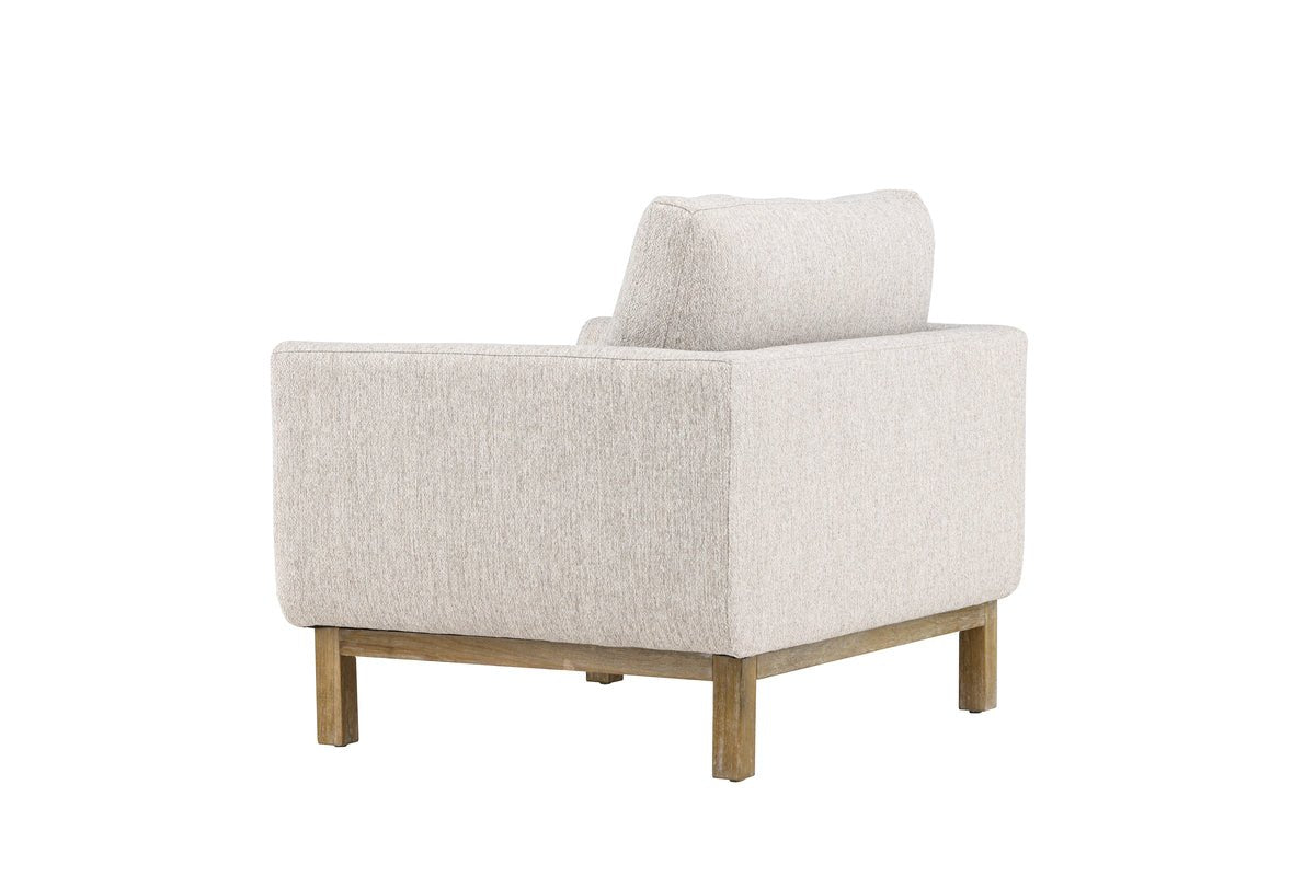 Fauteuil Living - van rubberwood met beige polyester bekleding