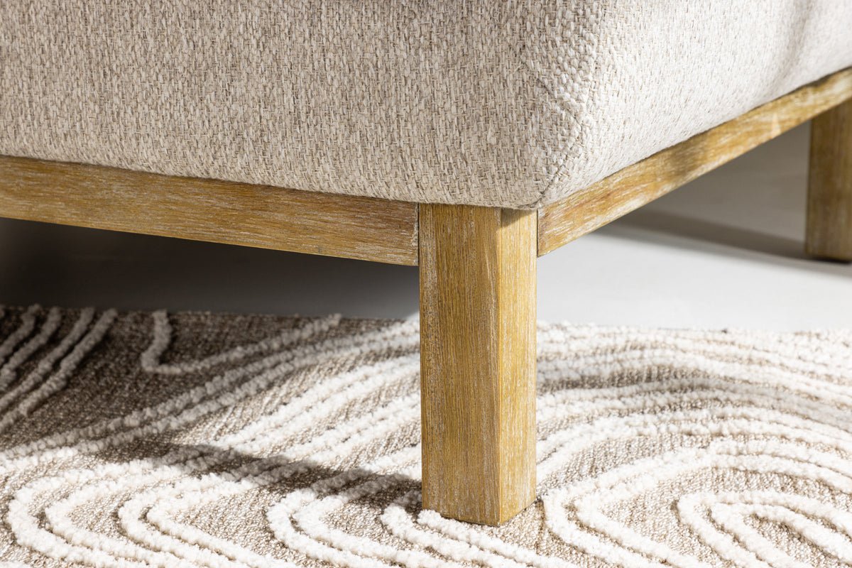 Fauteuil Living - van rubberwood met beige polyester bekleding