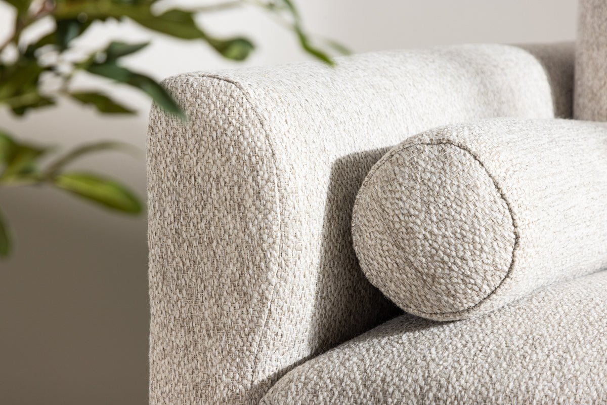 Fauteuil Living - van rubberwood met beige polyester bekleding